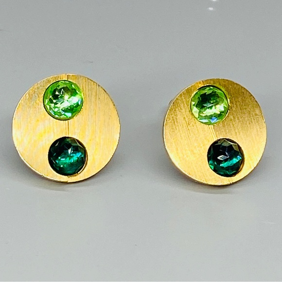 Vintage Other - Vintage Mid Century Rivoli Green Crystal Cufflinks